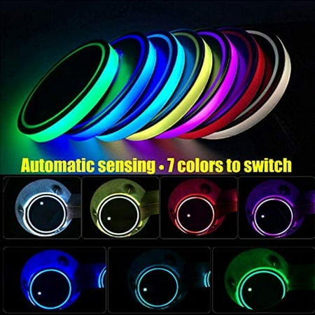 LED Bar Coaster for Vehicle Automobile Car Anti-Slip LED Cup Pad 2 Sets Colorful Light Mobestech LED Cup Holder 